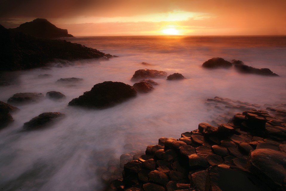 Giants causeway at sunset