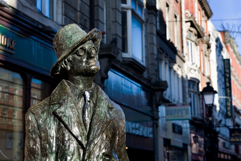 Bronze James Joyce statue on North Earl Street, Dublin city centre.