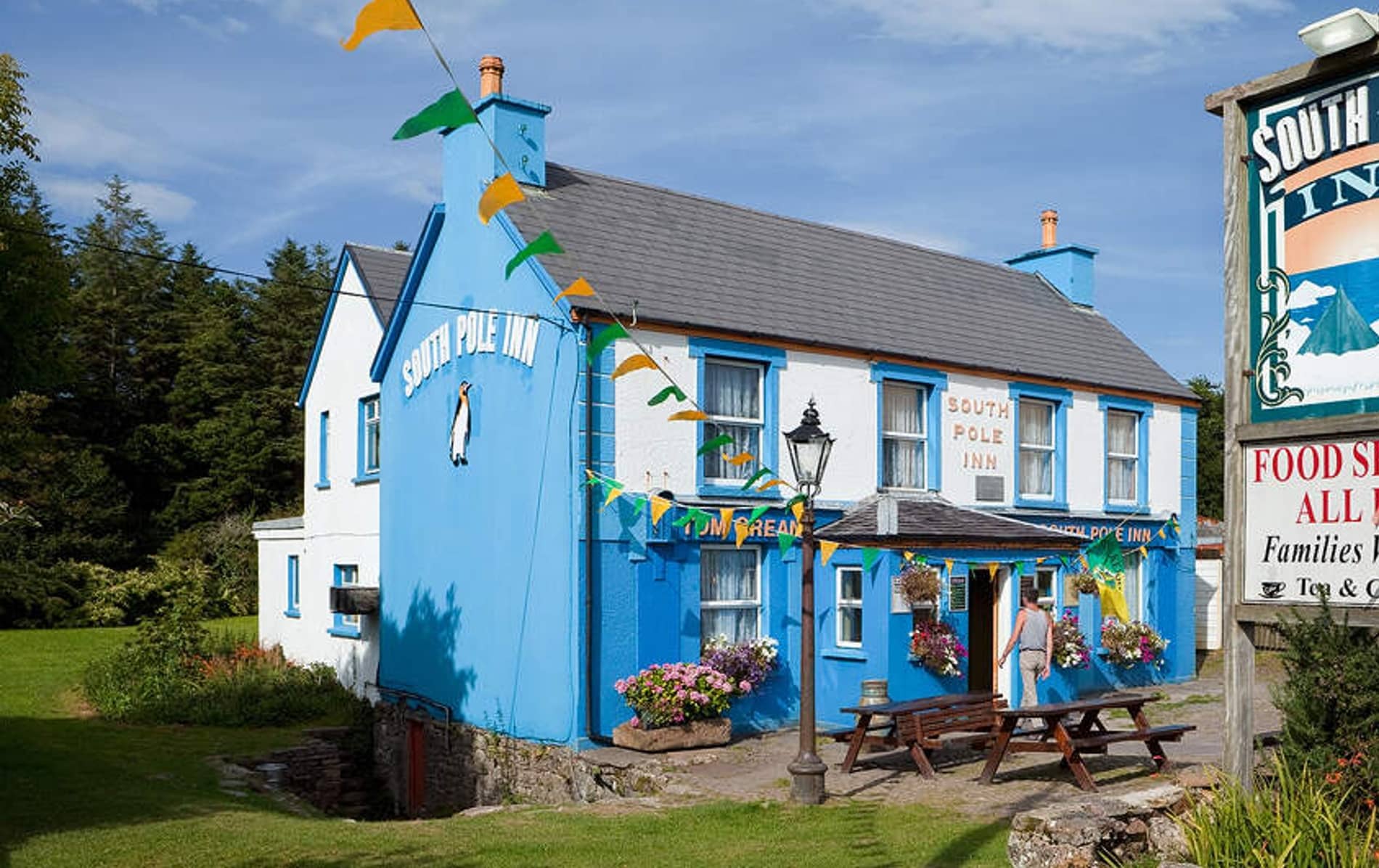 Exterior of the colourful South Pole Inn pub in Annascaul, County Kerry.