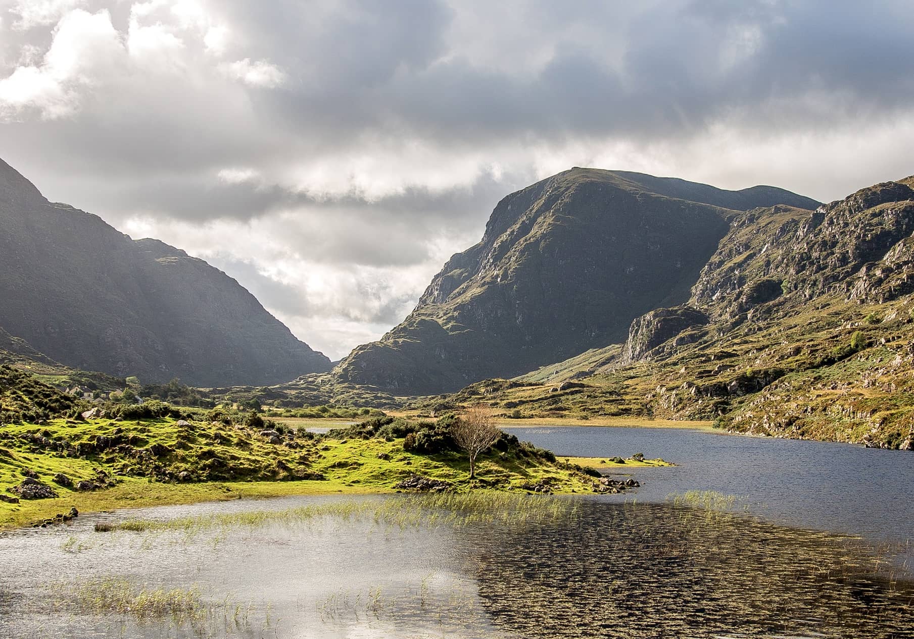 Scenic view of mountains, lakes and moorland in Killarney National Park, Ring of Kerry.