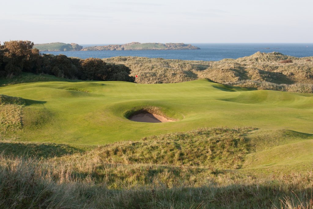 Royal Portrush Golf Course, County Antrim, with rolling dunes and sea views.