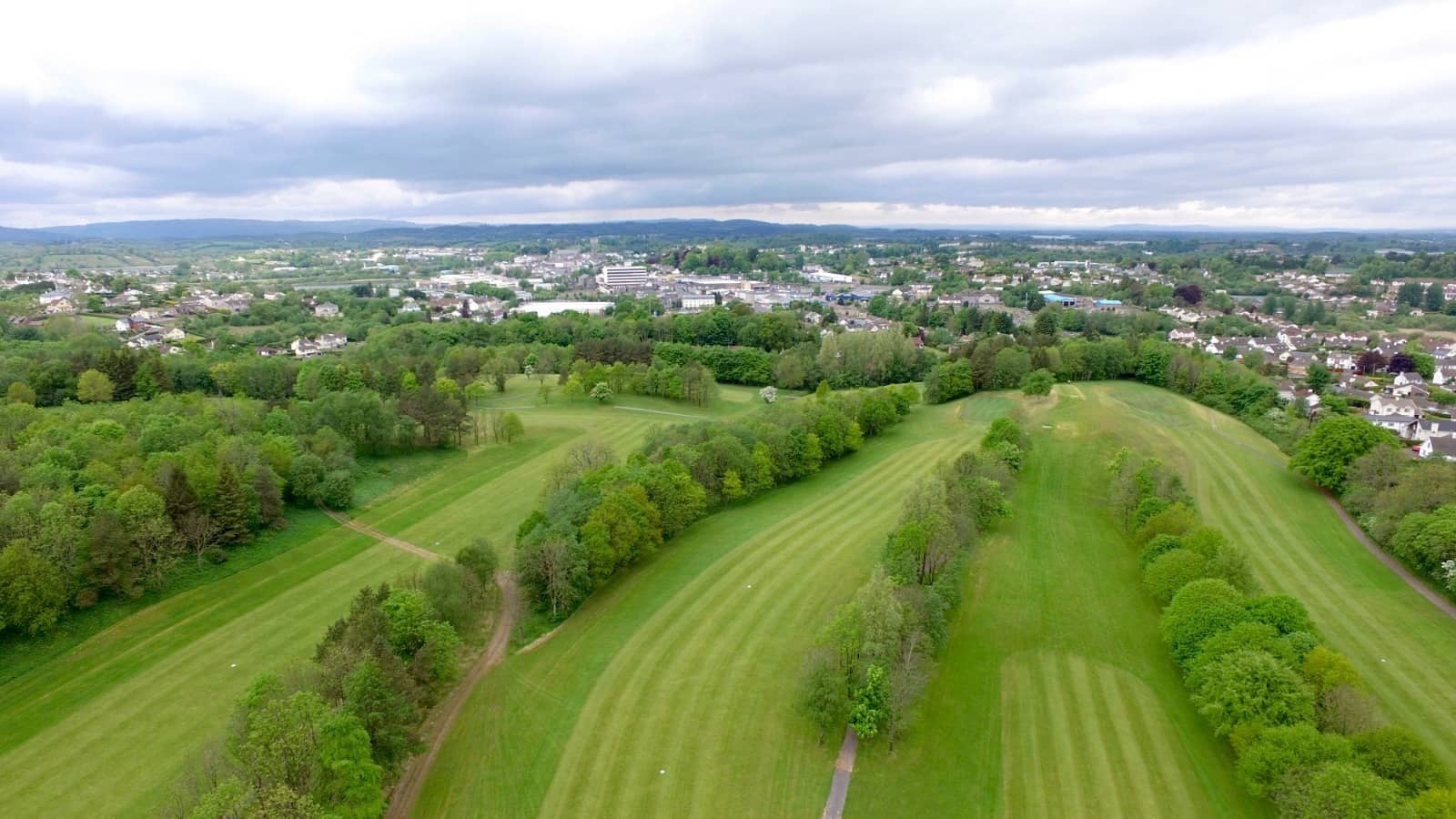 Enniskillen Golf Course, County Fermanagh, with fairways and greens overlooking the town.