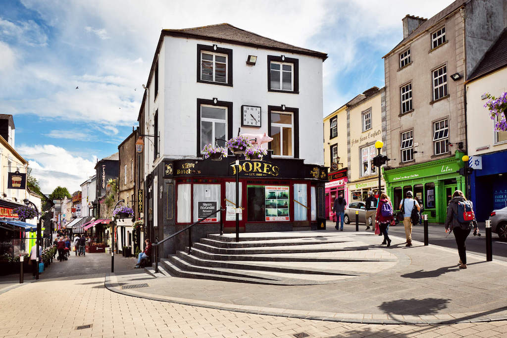 Shoppers walking through Market Cross in Kilkenny City centre.