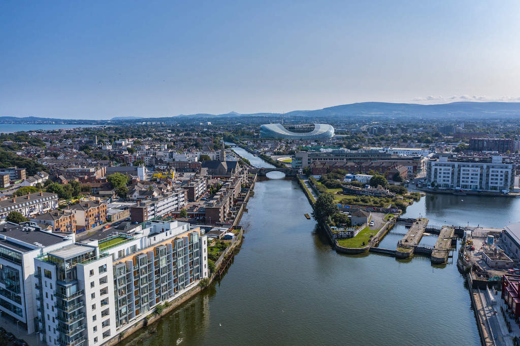 Aerial view Dublin City including Aviva and mountains_web-size_2500x1200px