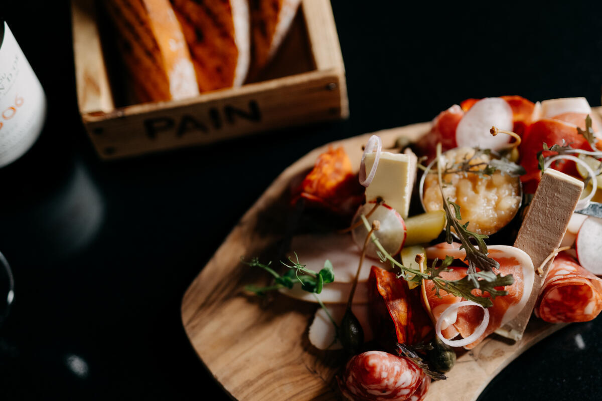 Charcuterie board with cured meats, cheeses and bread served at Bert's Jazz Bar in Belfast.