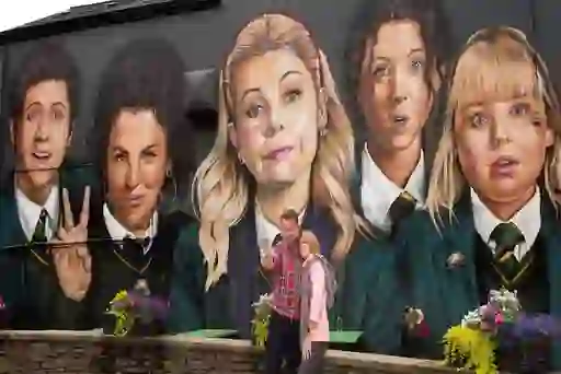 Derry Girls Mural created by UV Arts_web-size_2500x1200px