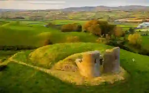 The ruins of Harry Avery’s Castle rise from a grassy hilltop amid the green farmland of County Tyrone.
