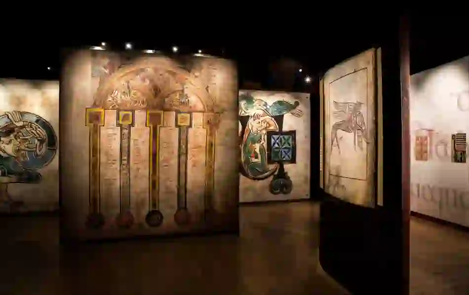Exhibit of illuminated manuscripts at the Book of Kells, Dublin.