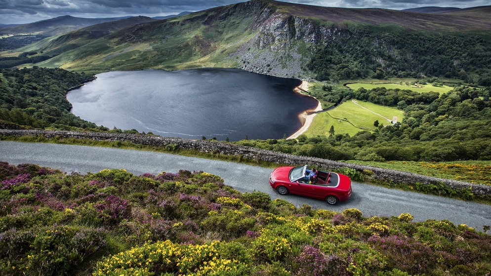 lough-tay-wicklow-red-car