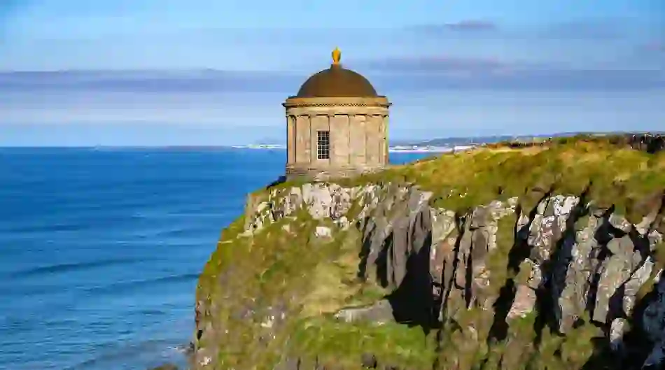 Mussenden Temple on coastal cliffs overlooking the Atlantic Ocean, County Londonderry.