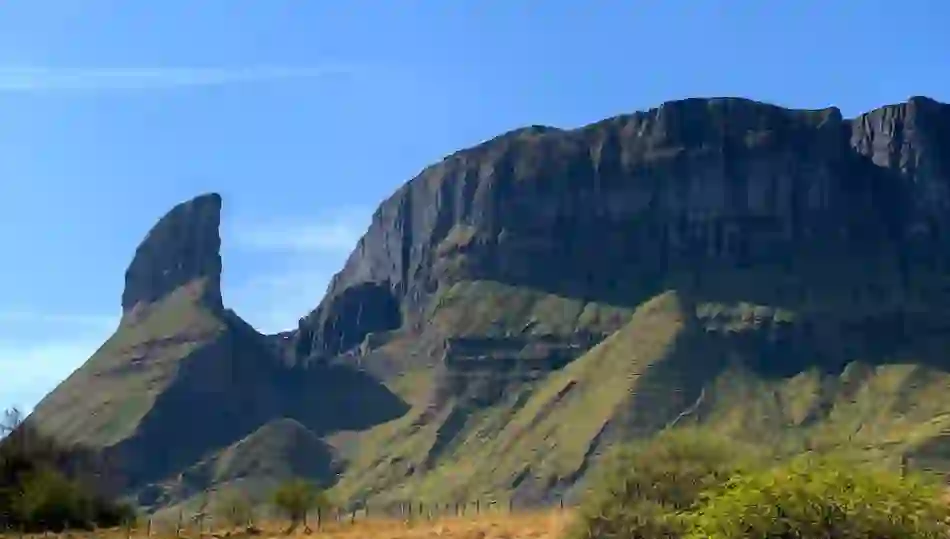Hag’s Leap rock formation rising above the Dartry Mountains in County Leitrim.