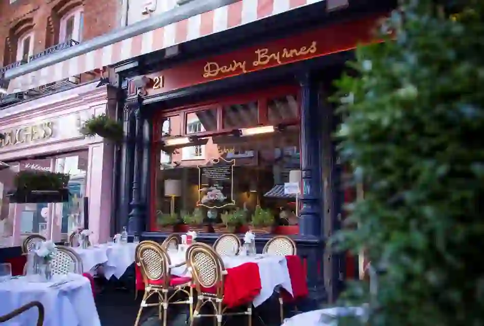 Street view of Davy Byrne’s pub in Dublin, known for its connection to James Joyce’s Leopold Bloom in Ulysses.