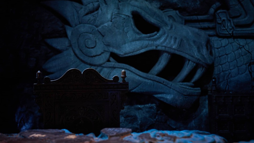 Dragon stone carving backdrop at the Game of Thrones® Studio Tour in Banbridge, County Down.
