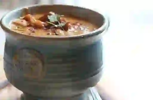 Seafood chowder served in a rustic ceramic bowl from Nancy’s Barn in Donegal.