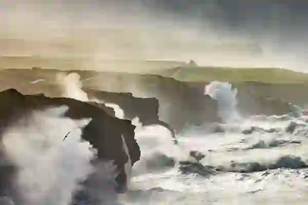 Powerful Atlantic waves crash against the cliffs near Doolin in County Clare.