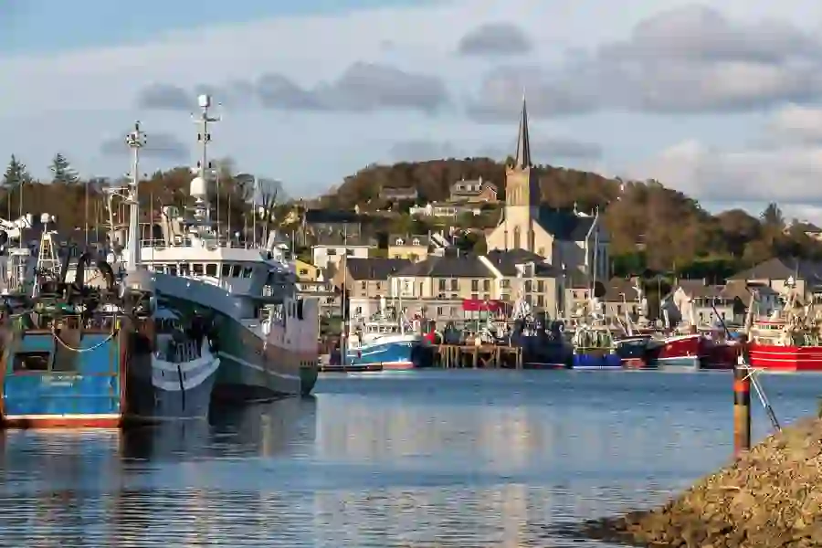 Colourful fishing boats docked in the harbour at Killybegs, County Donegal.