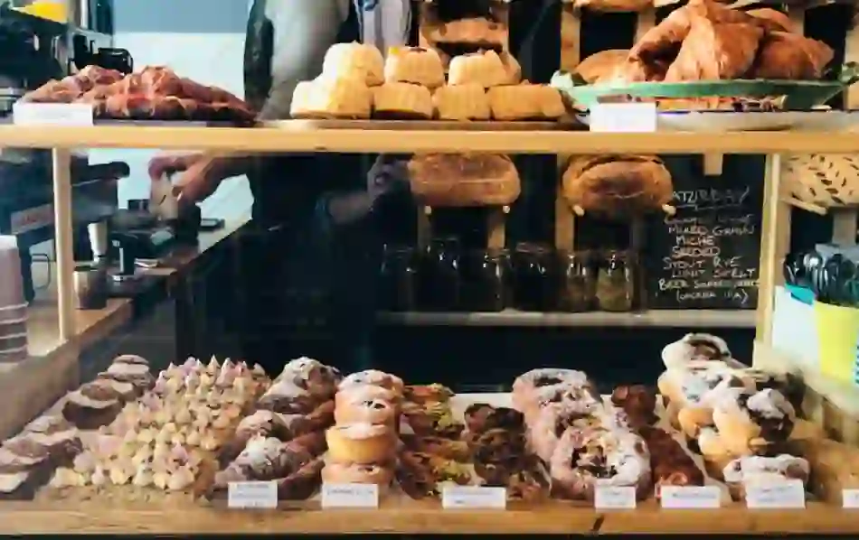 Fresh pastries and breads displayed at Ursa Minor Bakehouse, County Antrim.