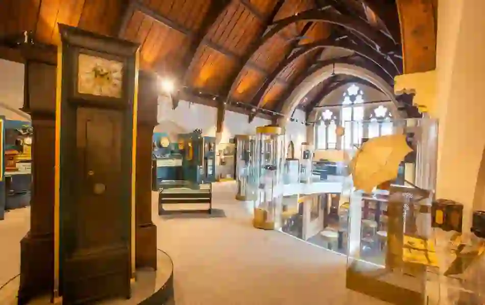 Exhibits of clocks and artefacts inside the Irish Museum of Time, Waterford.