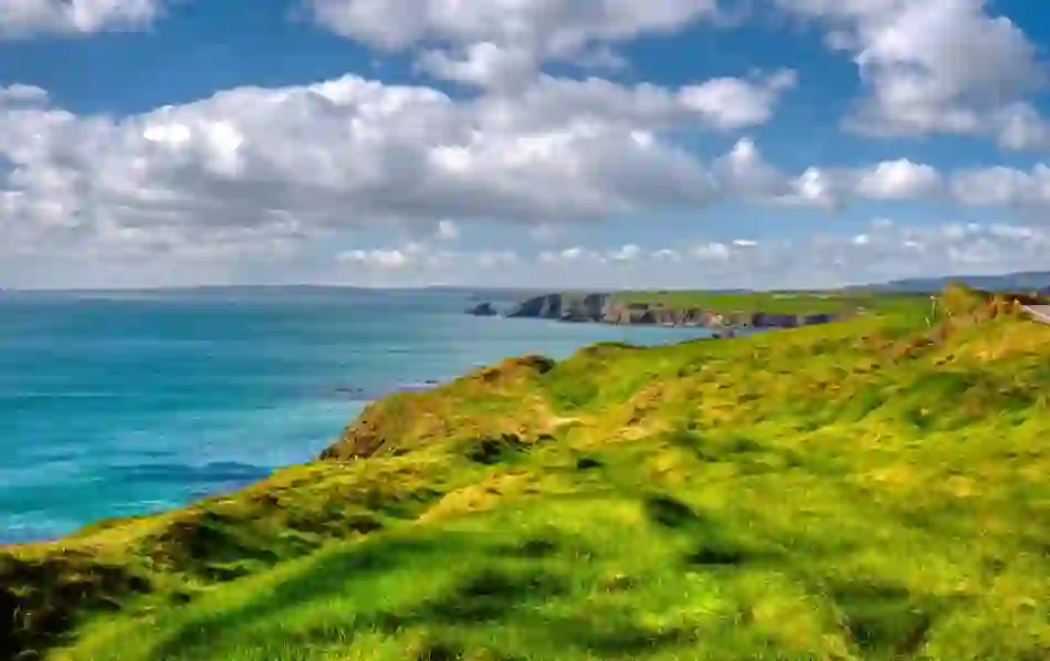 Scenic view of the Copper Coast cliffs along the Waterford coastline.