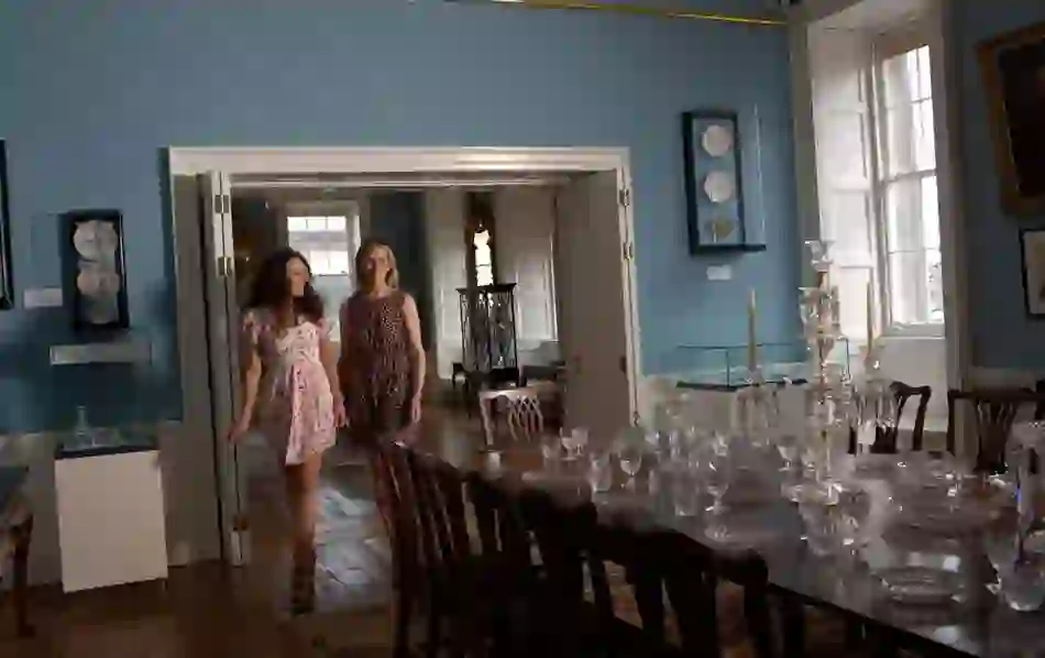 Visitors exploring the dining room at the Bishop’s Palace, Waterford.